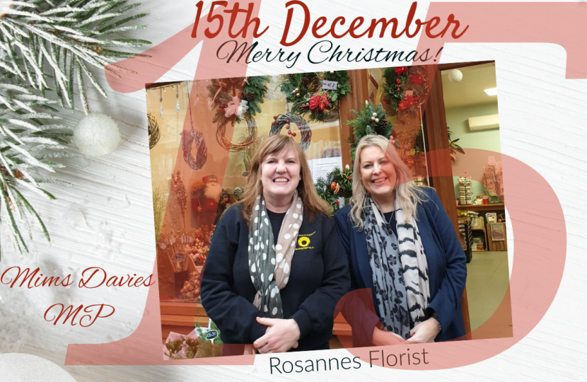 On the 15th Day of Christmas, Mims Davies MP presents - Rosanne Florists