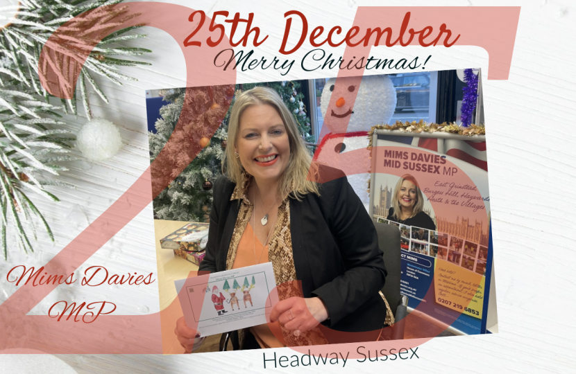 On the 25th Day of Christmas, Mims Davies MP presents - Headway Sussex