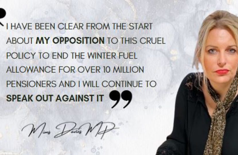 Mims Davies MP urges residents to sign petition demanding Government U-turns to end Winter Fuel Payments for nearly 10million pensioners