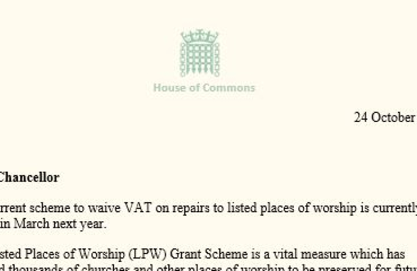 Mims Davies MP signs letter to Chancellor calling not to end VAT relief on Listed Places of Worship in March