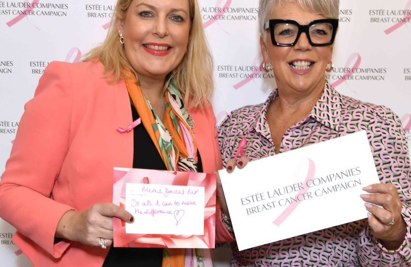 Mims Davies MP raises awareness for Breast Cancer Awareness with Estée Lauder