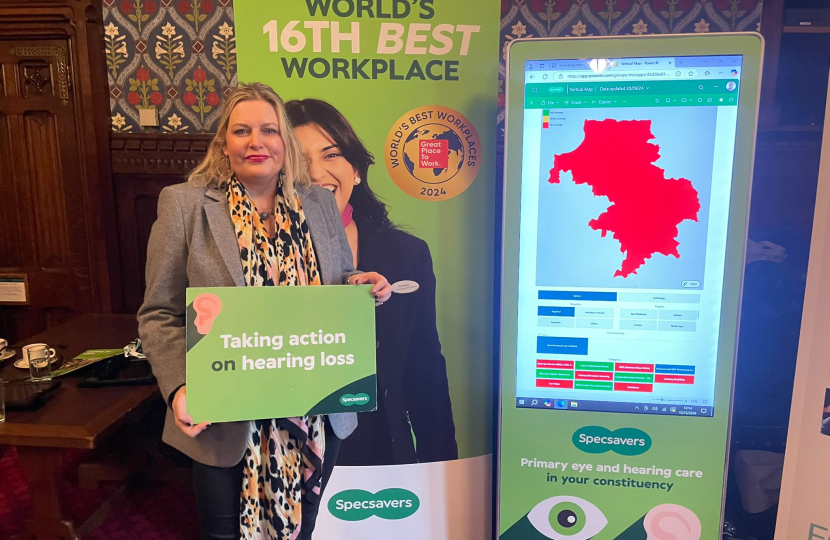 Mims Davies MP joins Specsavers for Hearing and Eye Test