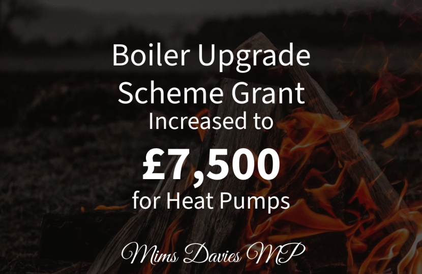 Mims Davies MP Shares - Boiler Upgrade Scheme Grant Increased to £7,500 for Heat Pumps