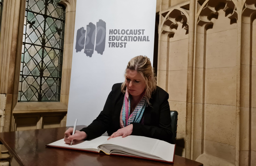 Mims Davies MP honoured to sign Holocaust Educational Trust Book of Commitment in Parliament