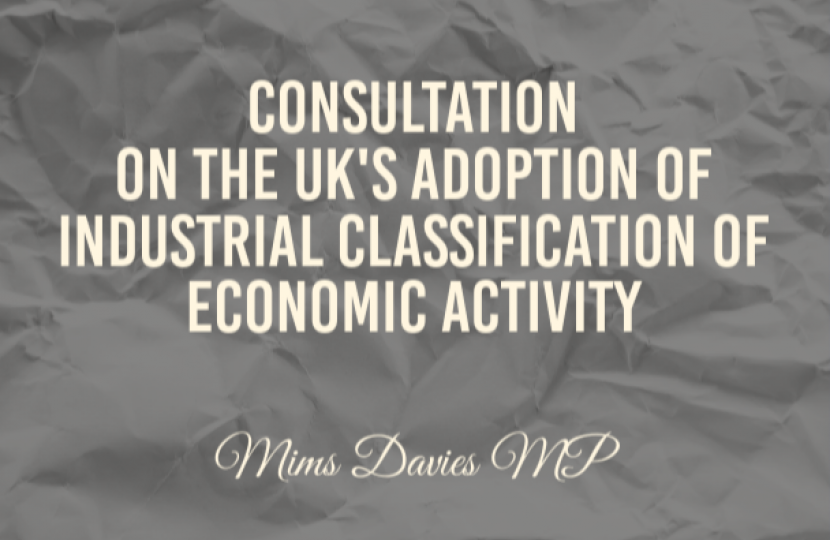 Mims Davies MP Encourages Residents to Take Part in Consultation on UK adoption of industrial classification of economic activity