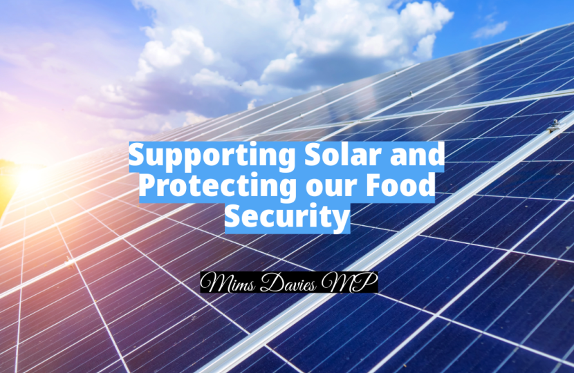 Mims Davies MP supports Solar and protecting our Food Security