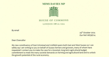 Mims Davies MP writes to Chancellor on importance of Agriculture support