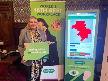 Mims Davies MP joins Specsavers for Hearing and Eye Test