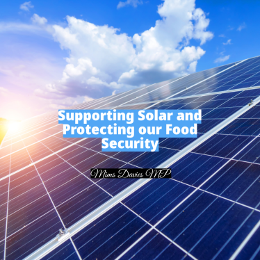 Mims Davies MP supports Solar and protecting our Food Security